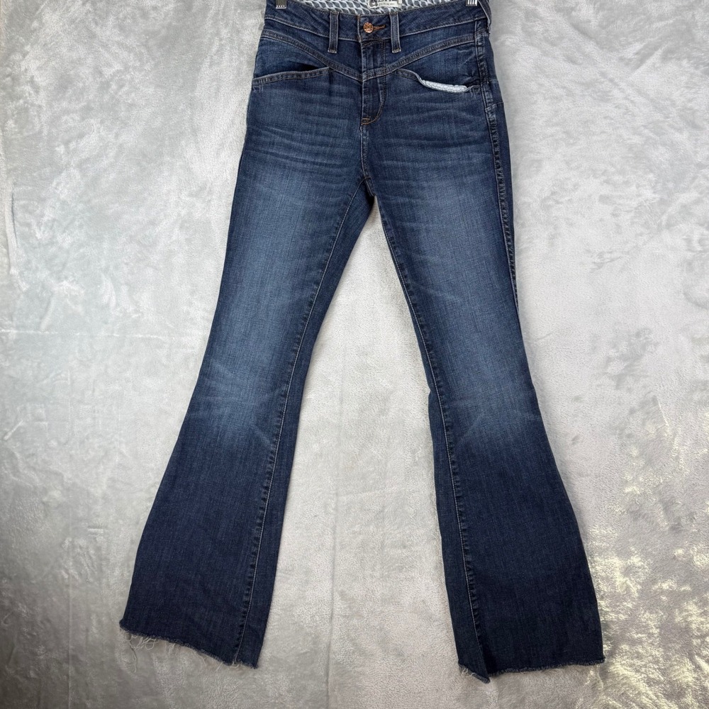 ARIAT REAL Denim Womens 26R Blue Bootcut Flare Raw Hem Western Cowgirl Jeans